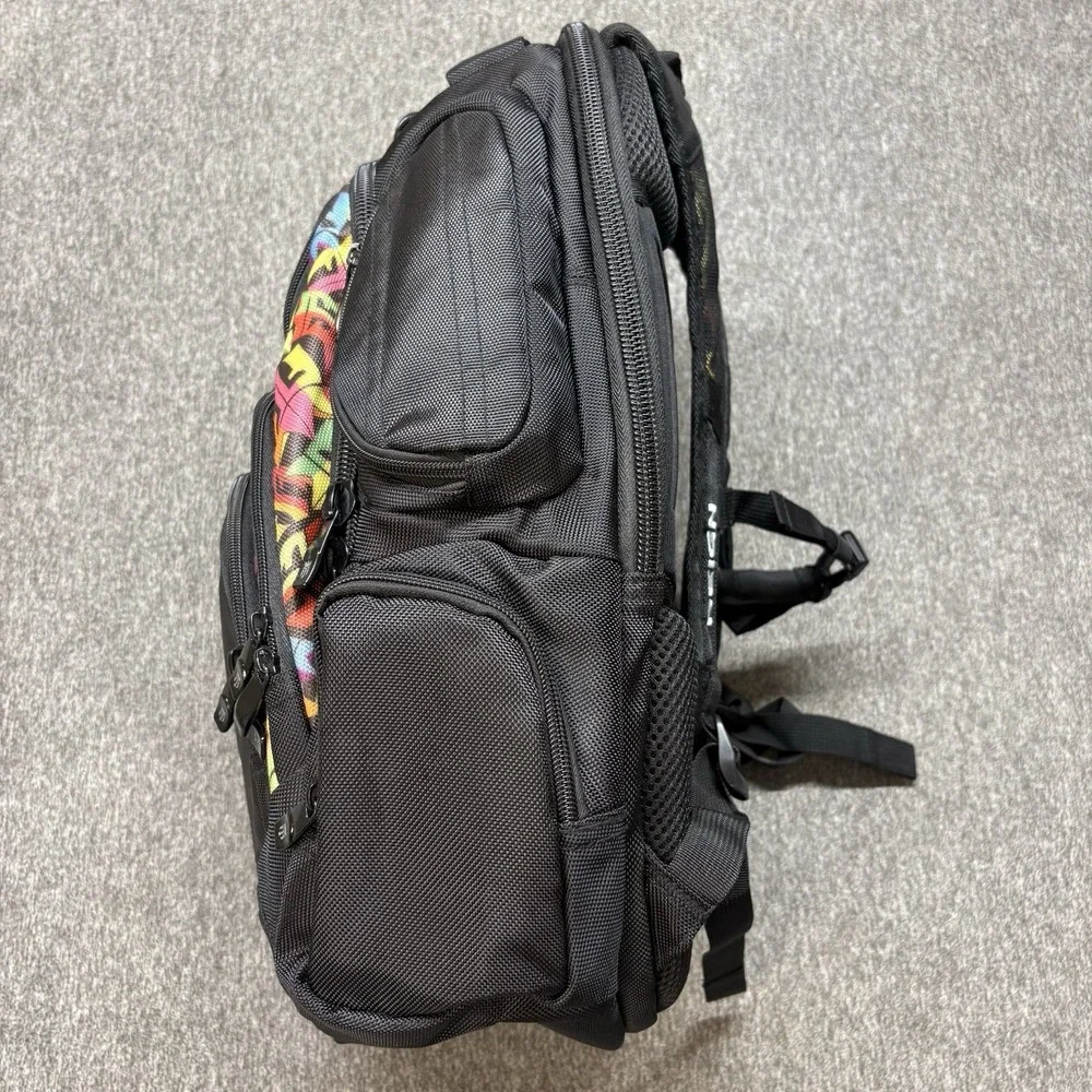 REIGN Total Body Fuel Backpack Black w/ Colorful Graffiti Accents‎ Multi Pocket